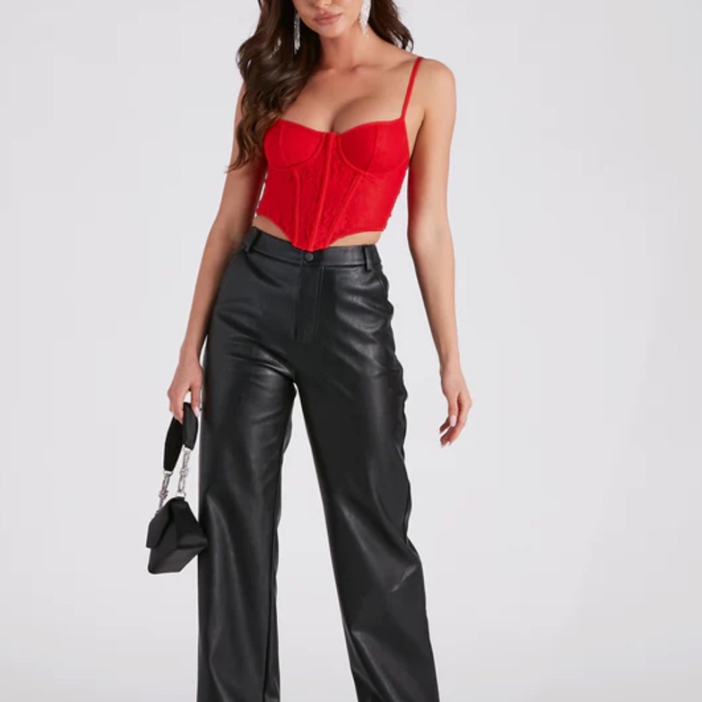 Windsor Red Desire For Lace Mesh Corset Top